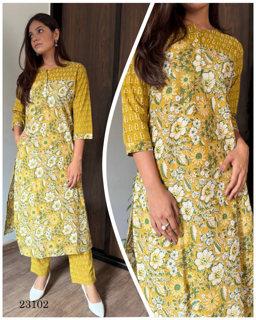 indira indira d no 23102 pick and choose Pure Cotton Cambric decent look kurti with pant size set