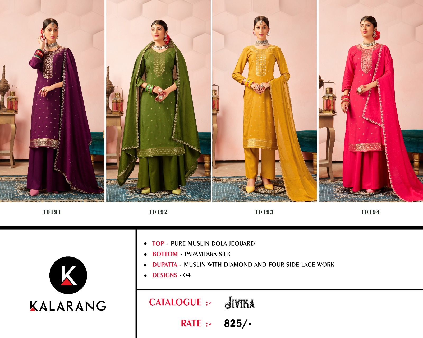 kalarang jivika muslin dola innovative look salwar suit catalog