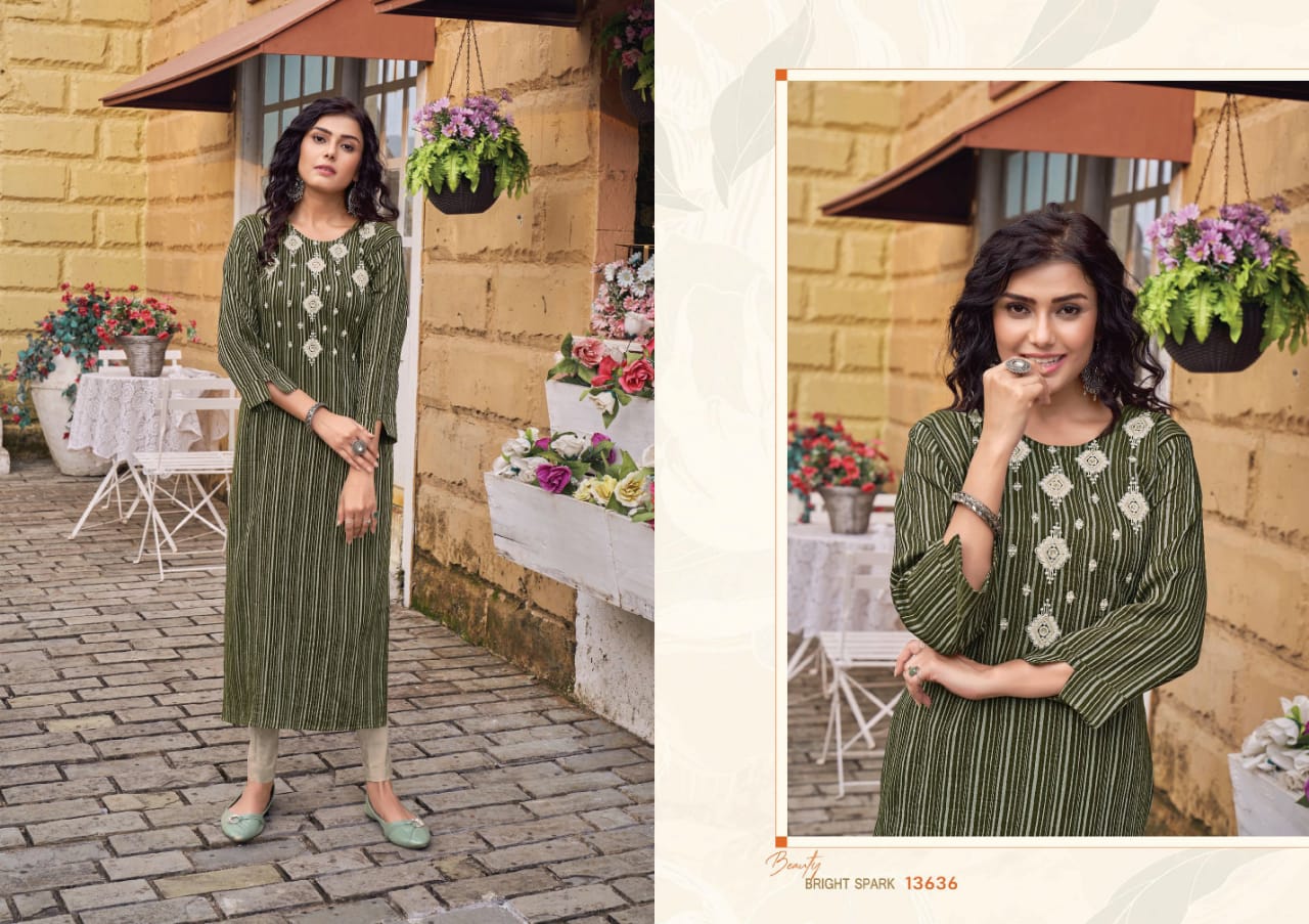 kalaroop by kajree juliet rayon innovative look kurti catalog