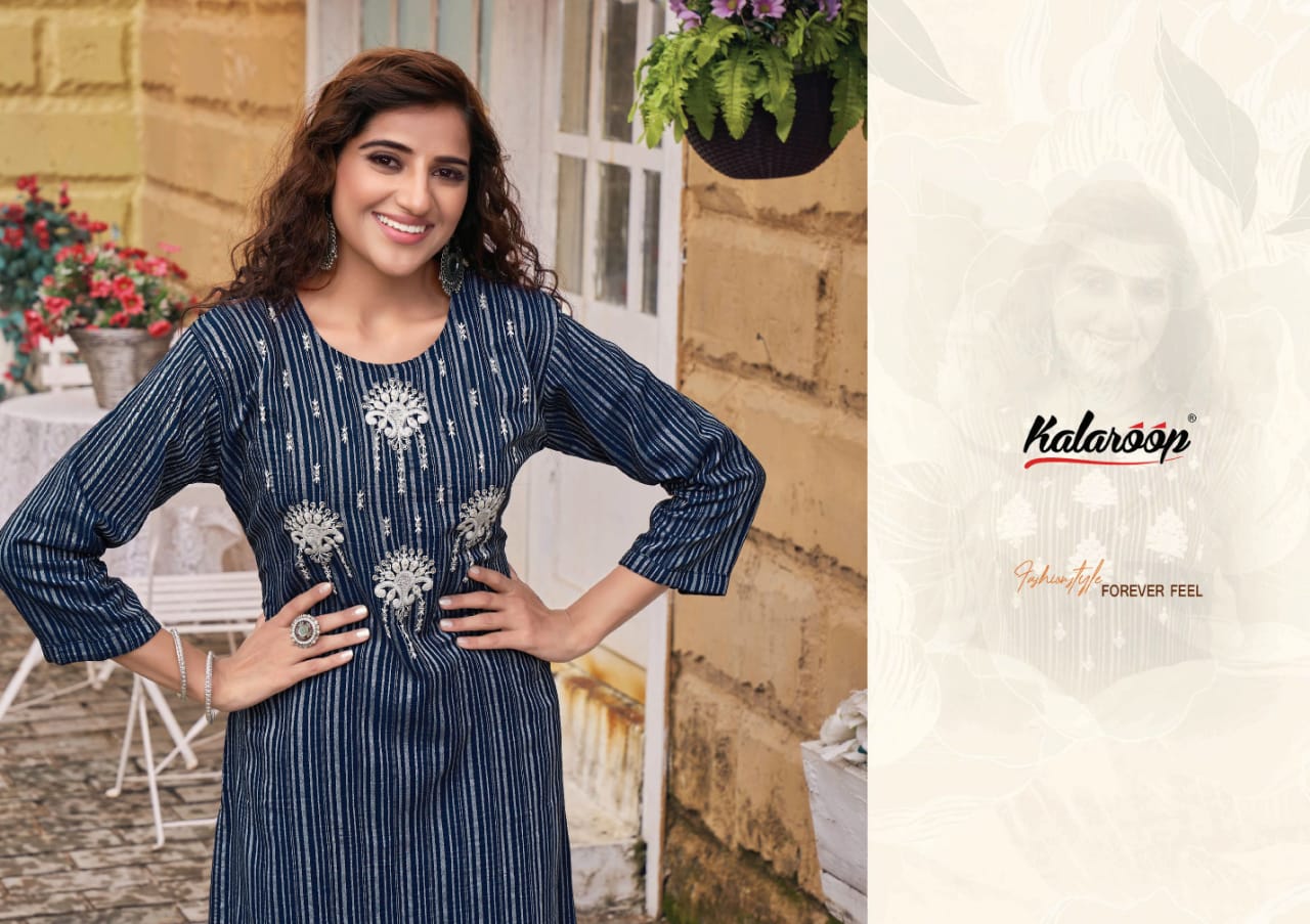 kalaroop by kajree juliet rayon innovative look kurti catalog