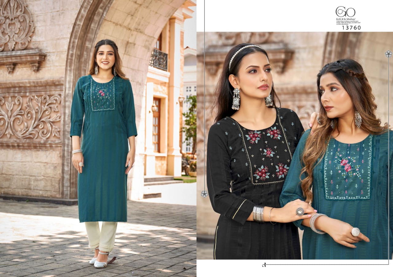 kalaroop by kajree noori rayon innovative look kurti catalog