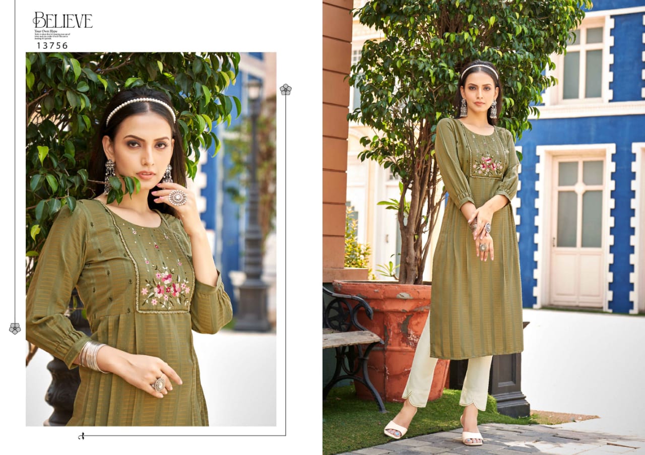 kalaroop by kajree noori rayon innovative look kurti catalog