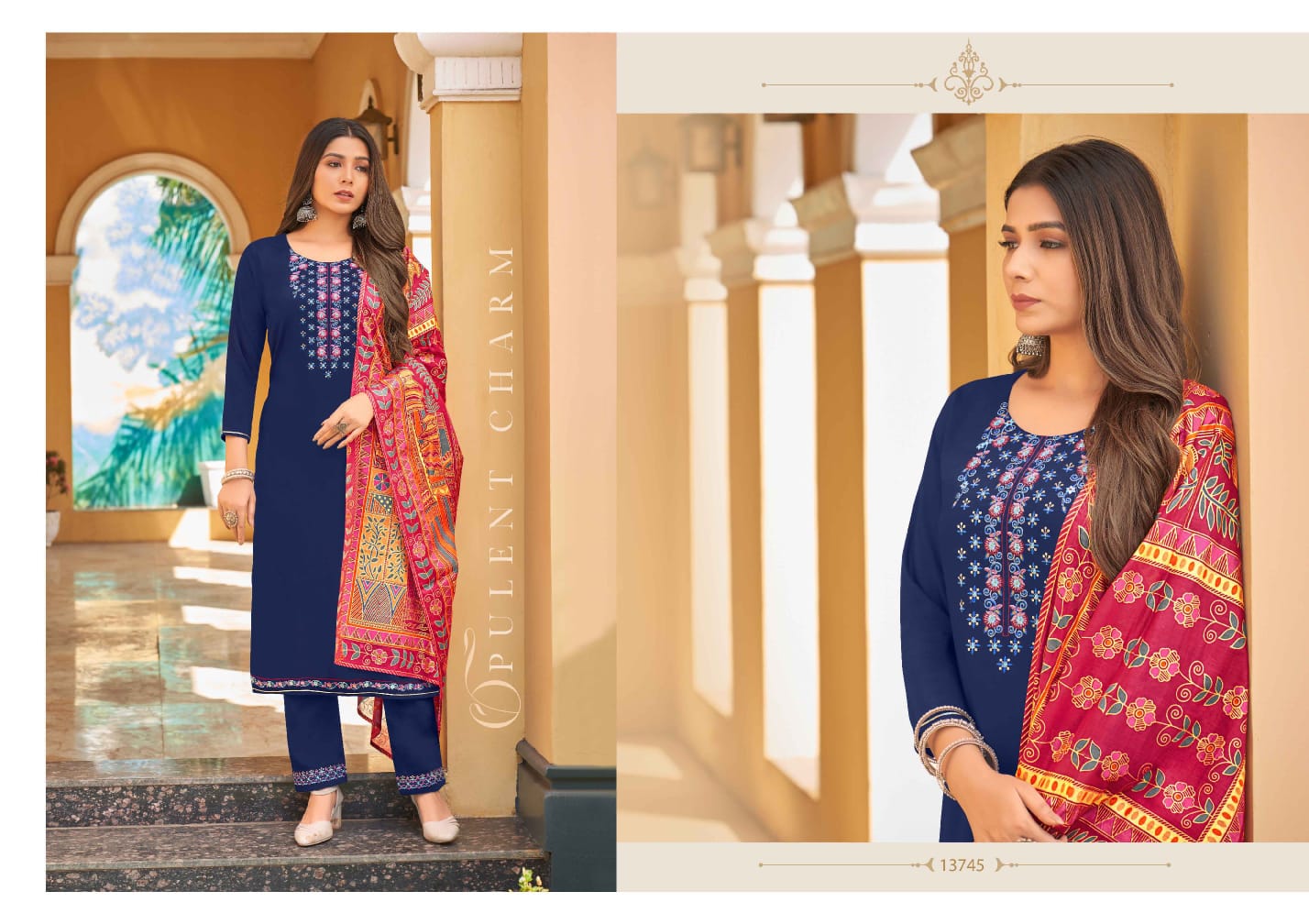 kalaroop by kajree purika vol 8 parmpra silk decent look top pant with dupatta catalog