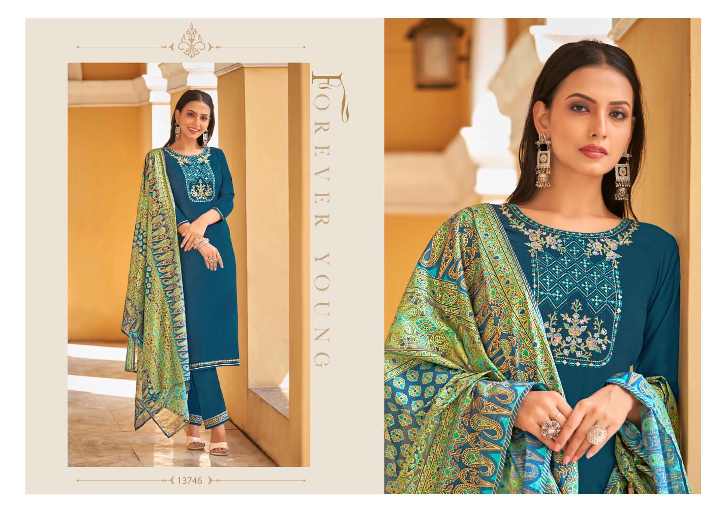 kalaroop by kajree purika vol 8 parmpra silk decent look top pant with dupatta catalog