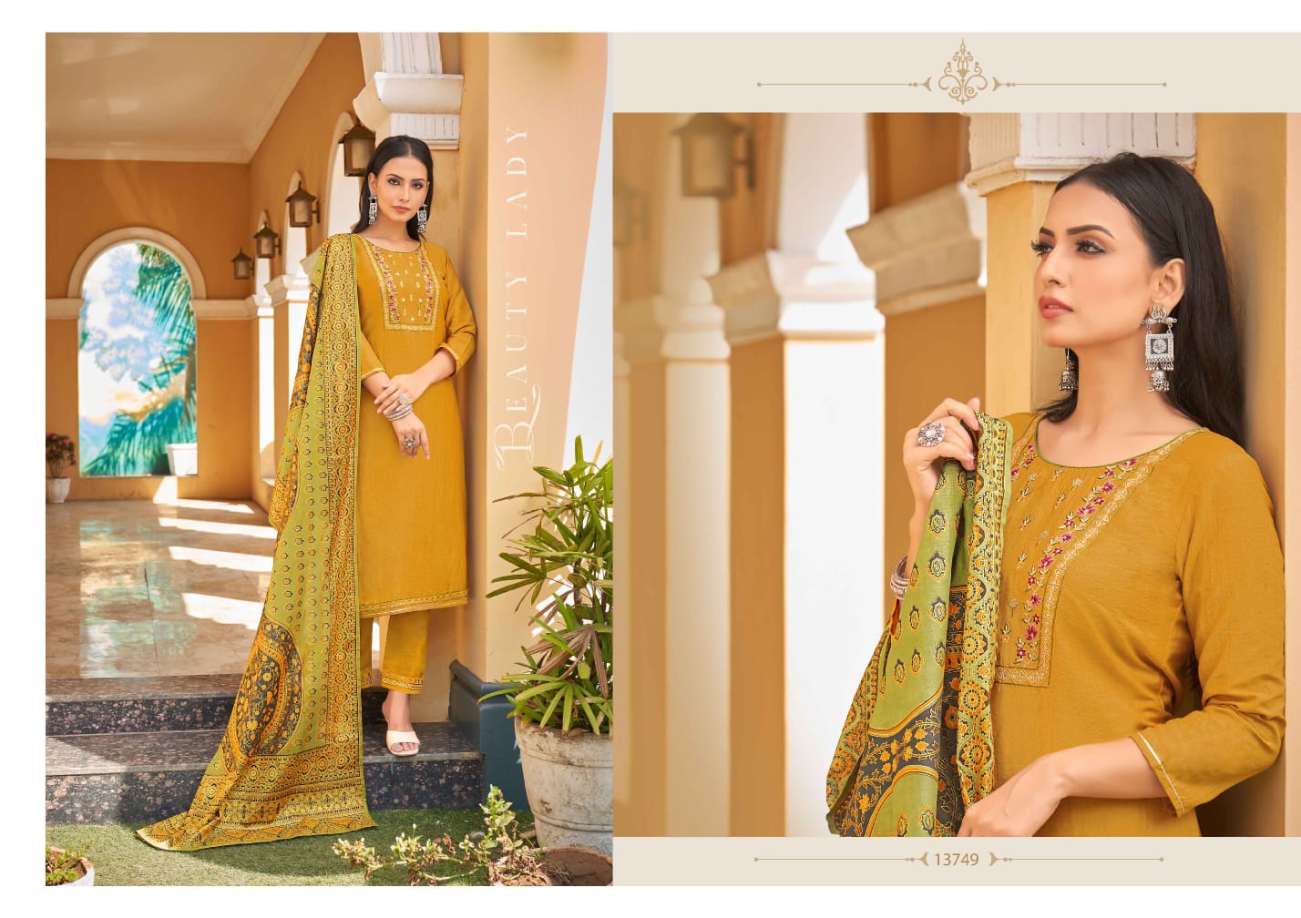 kalaroop by kajree purika vol 8 parmpra silk decent look top pant with dupatta catalog