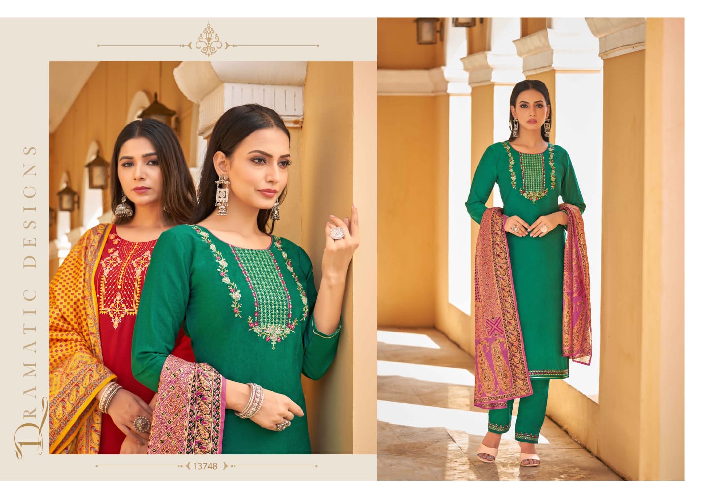 kalaroop by kajree purika vol 8 parmpra silk decent look top pant with dupatta catalog