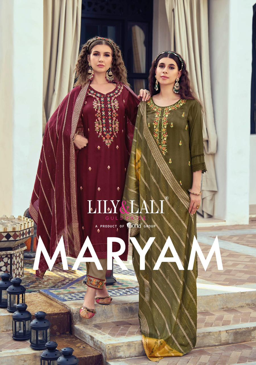 lily and lali maryam viscose gorgeous look top bottom with dupatta catalog