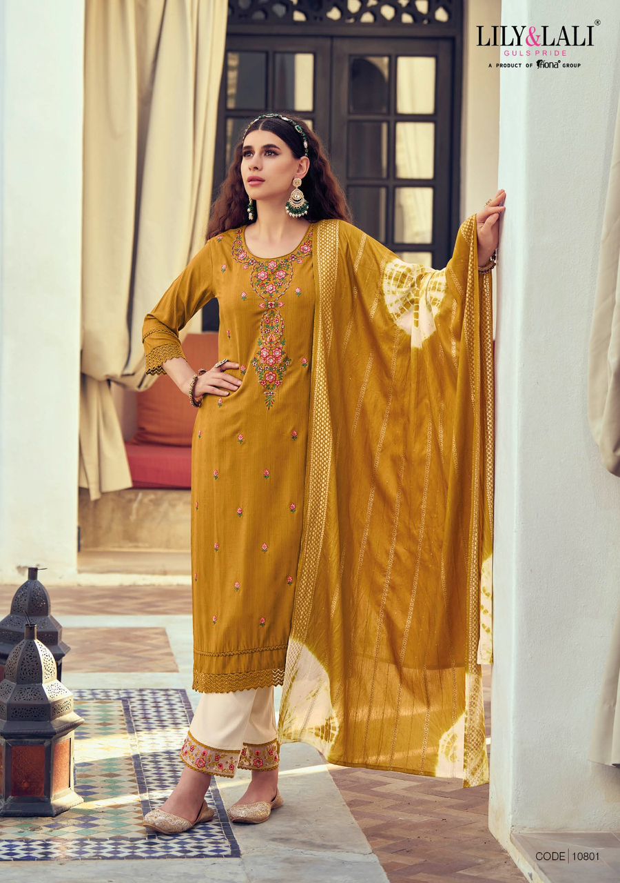 lily and lali maryam viscose gorgeous look top bottom with dupatta catalog