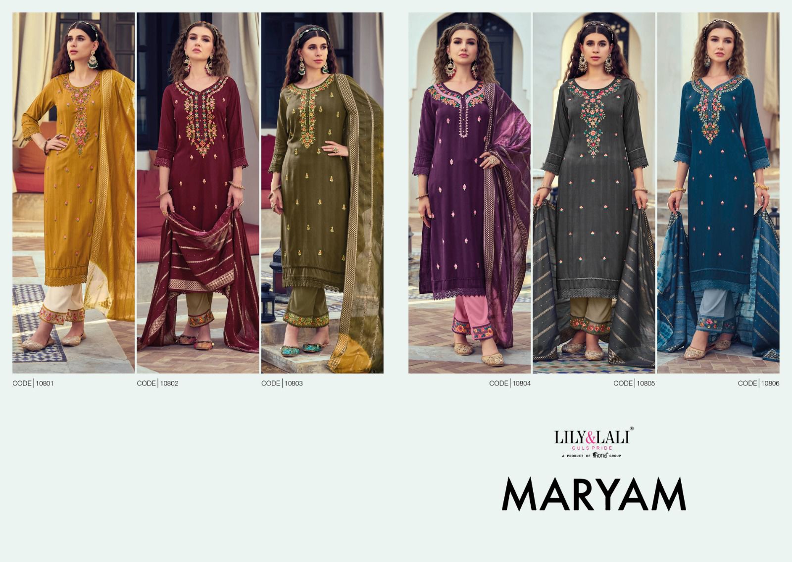 lily and lali maryam viscose gorgeous look top bottom with dupatta catalog