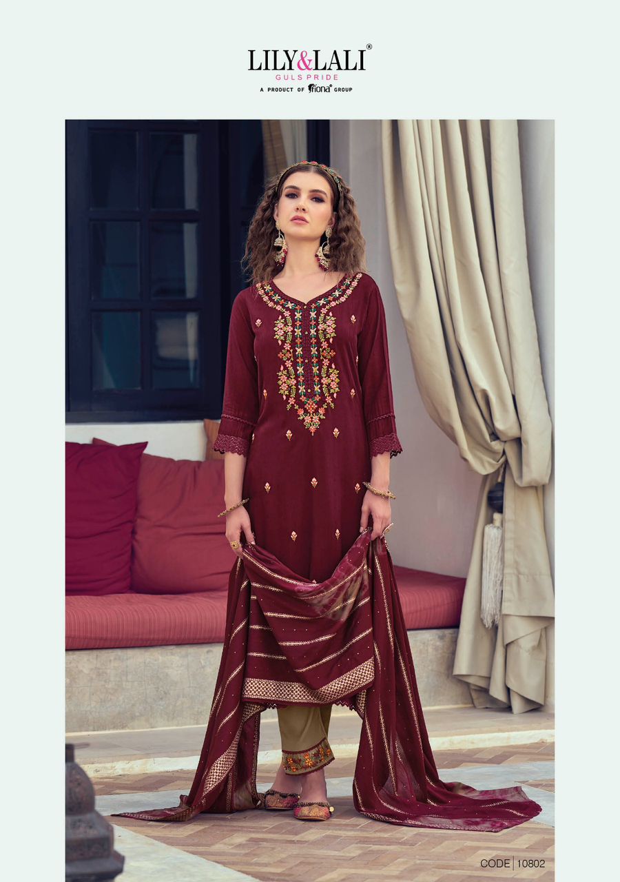 lily and lali maryam viscose gorgeous look top bottom with dupatta catalog