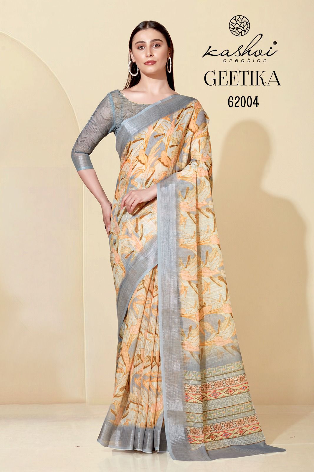 lt kashvi creation geetika linen cotton exclusives look saree catalog