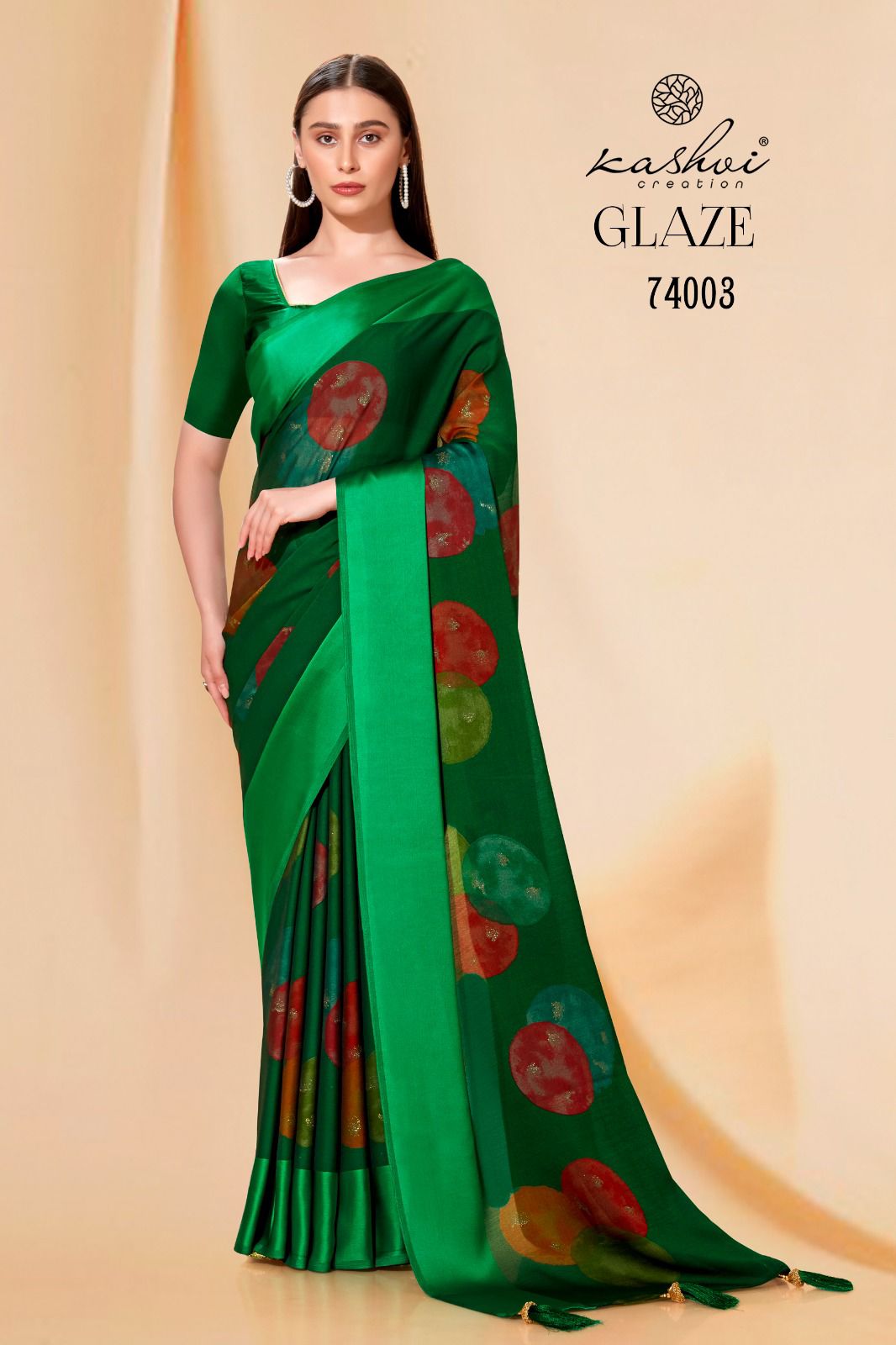 lt kashvi creation glaze bemberg satin patta attractive look saree catalog