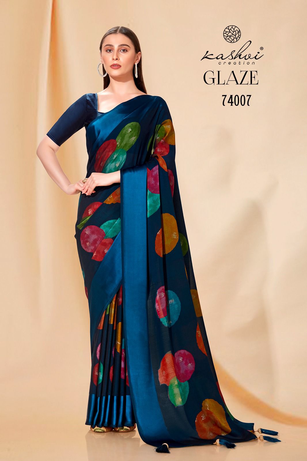 lt kashvi creation glaze bemberg satin patta attractive look saree catalog