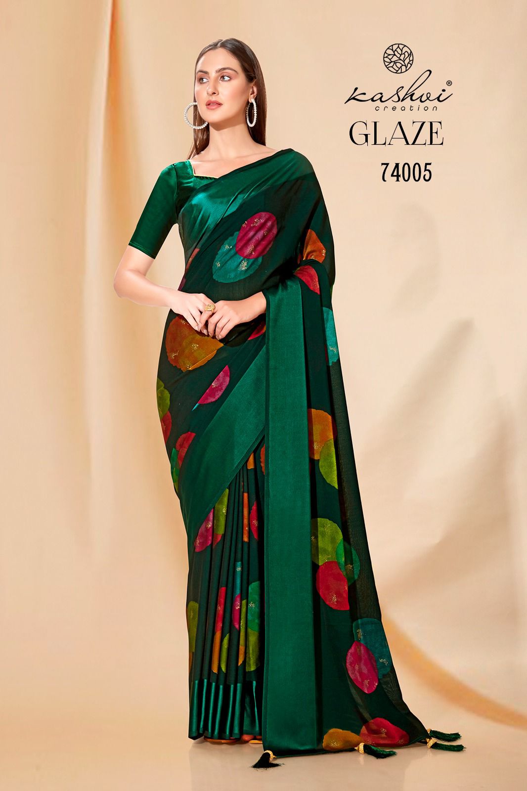 lt kashvi creation glaze bemberg satin patta attractive look saree catalog