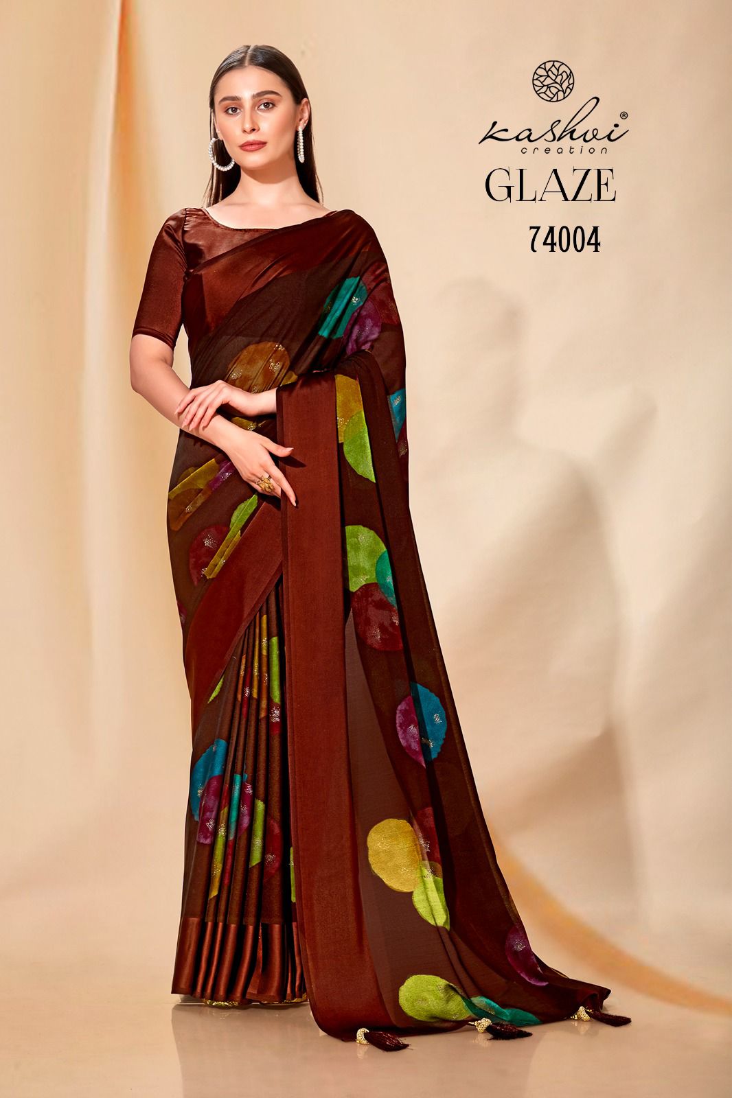 lt kashvi creation glaze bemberg satin patta attractive look saree catalog