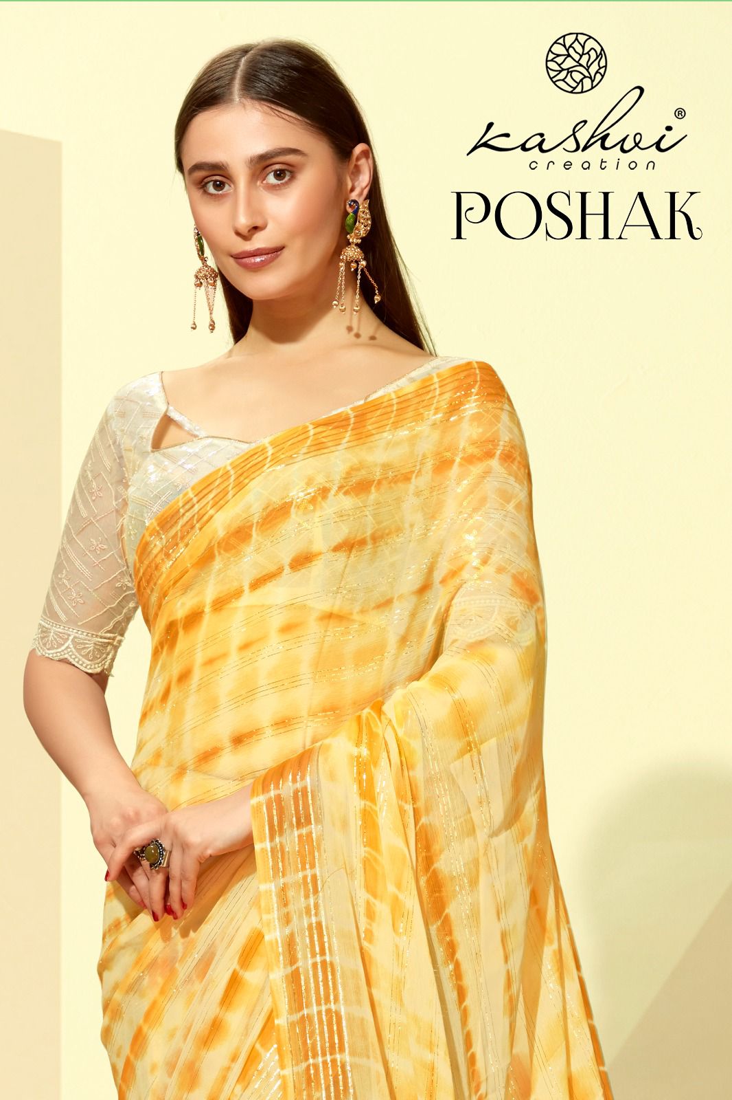 lt kashvi creation poshak chiffon elegant print saree catalog