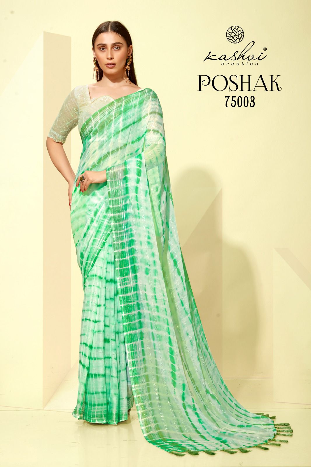 lt kashvi creation poshak chiffon elegant print saree catalog