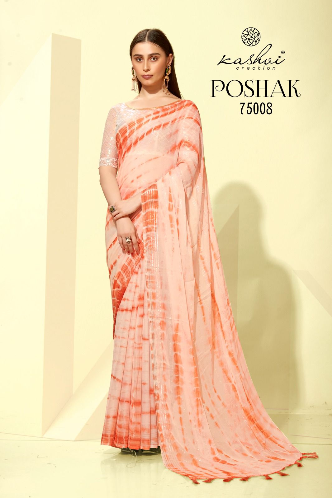 lt kashvi creation poshak chiffon elegant print saree catalog