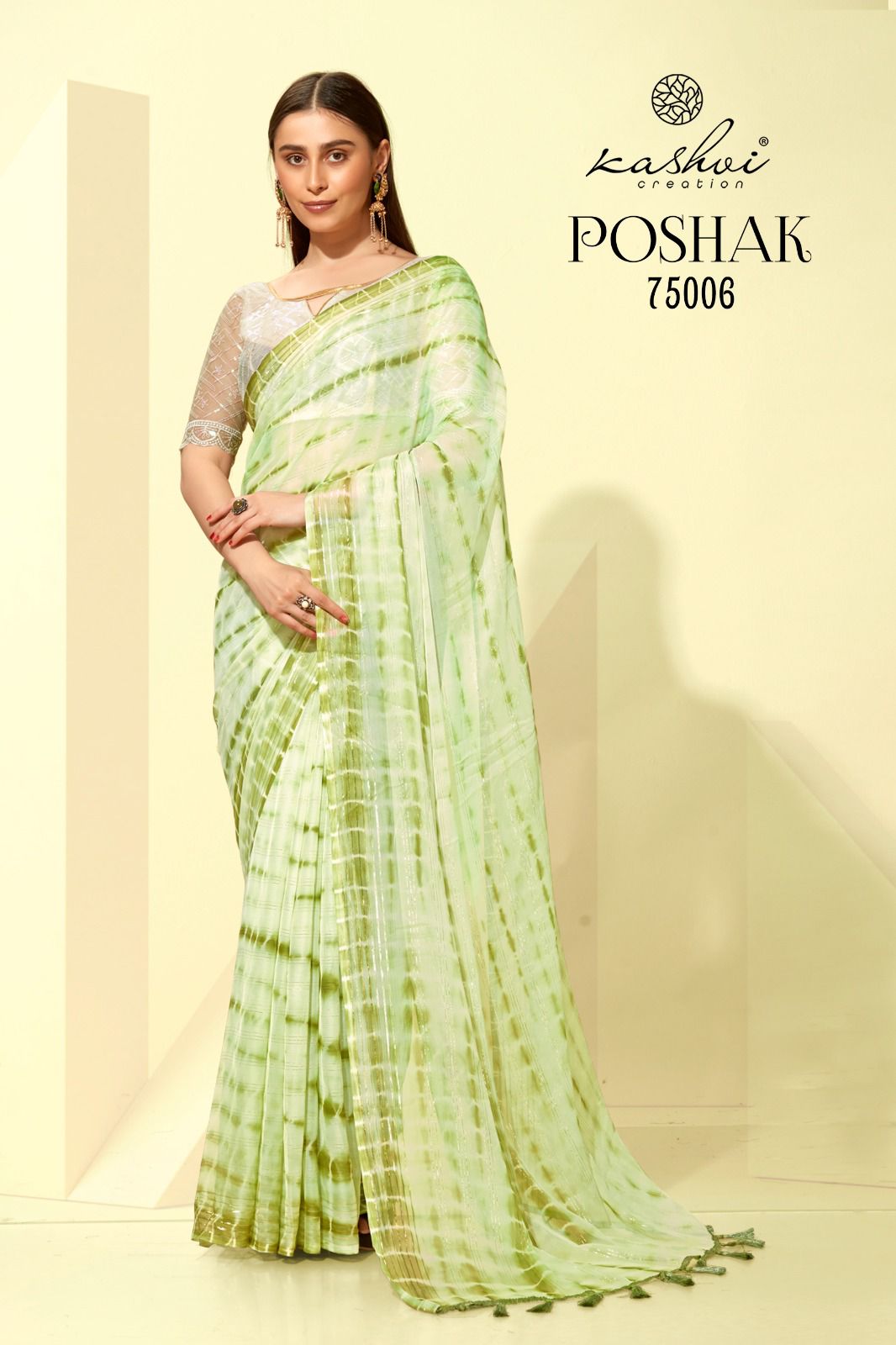 lt kashvi creation poshak chiffon elegant print saree catalog