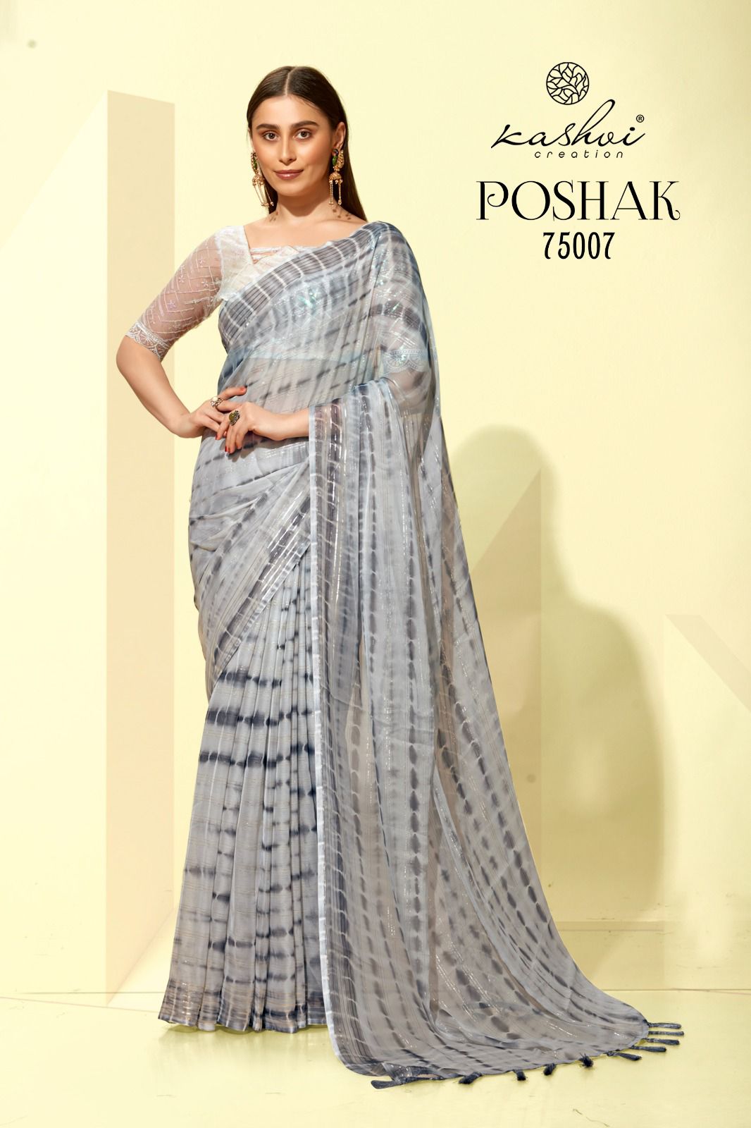 lt kashvi creation poshak chiffon elegant print saree catalog