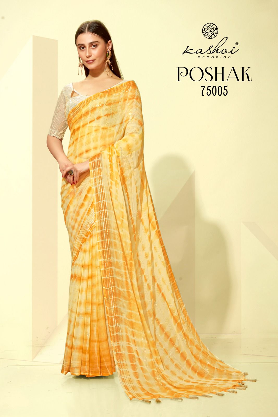 lt kashvi creation poshak chiffon elegant print saree catalog