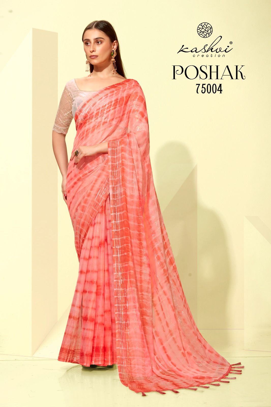 lt kashvi creation poshak chiffon elegant print saree catalog