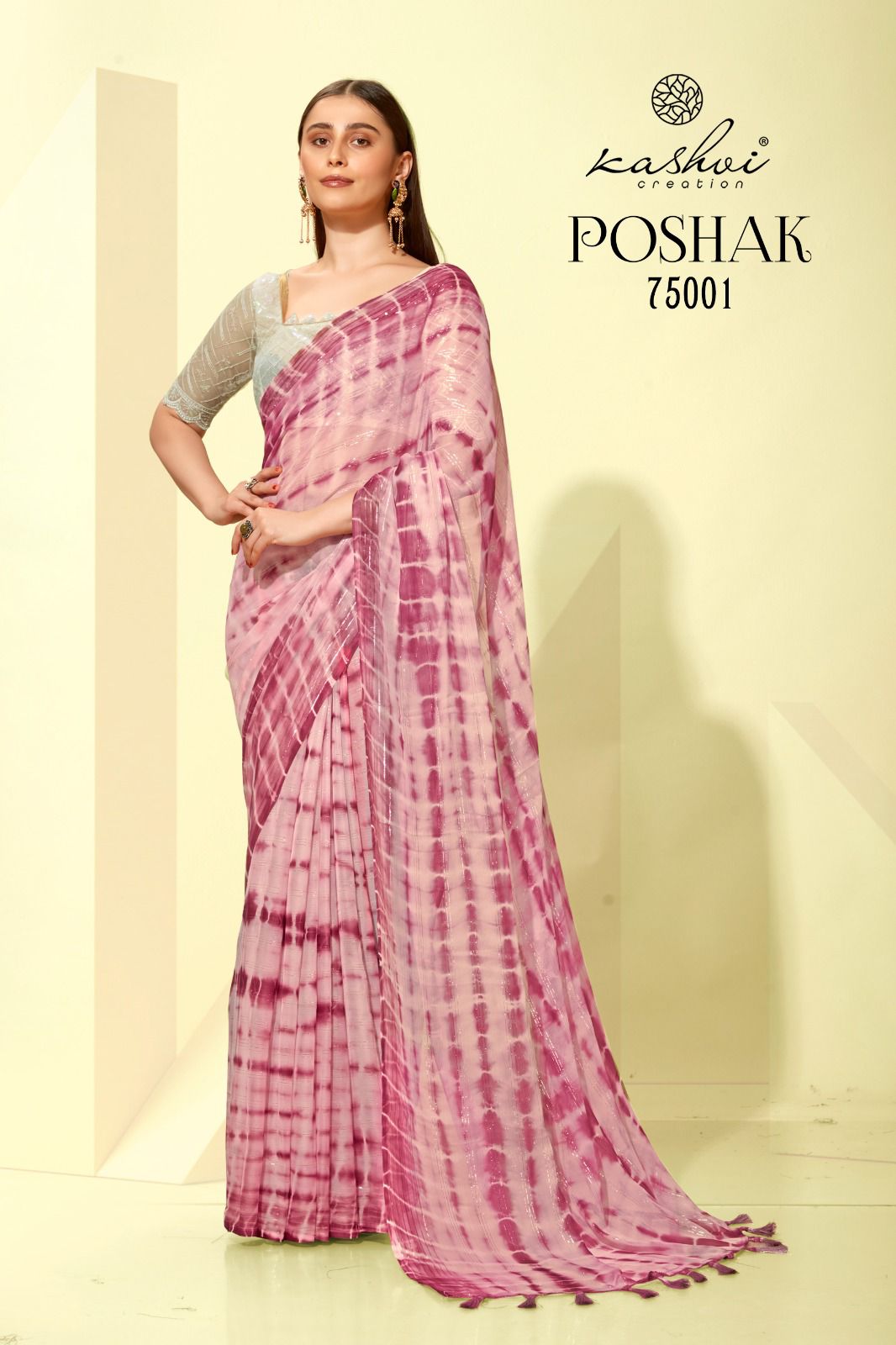 lt kashvi creation poshak chiffon elegant print saree catalog