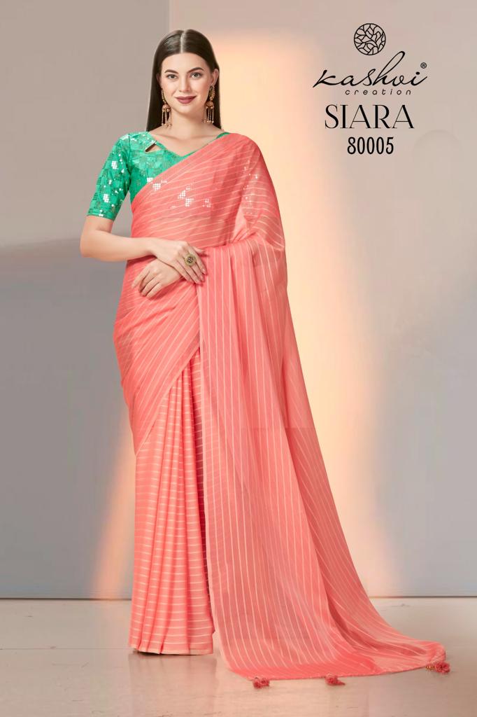 lt kasvhi creation siara pn rainbow attrctive look saree catalog