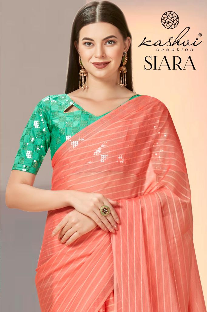 lt kasvhi creation siara pn rainbow attrctive look saree catalog