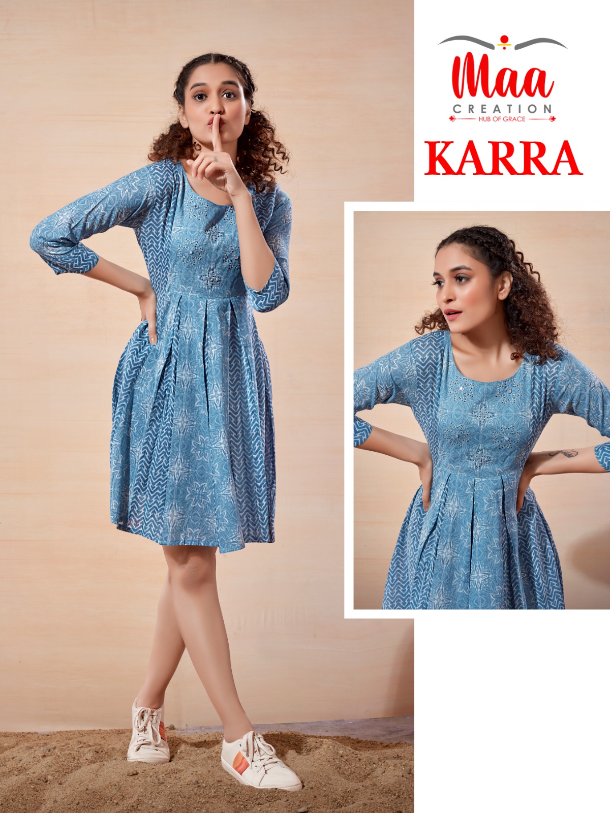 maa creation karra mal cotton exclusive look kurti size set