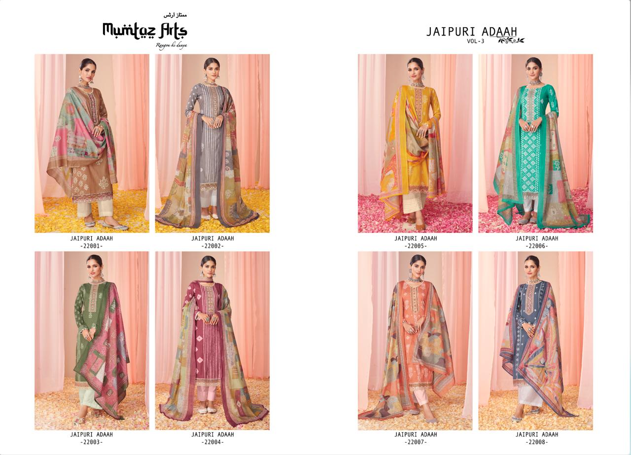 mumtaz art jaipuri adaah 3 lawn camric catchy look salwar suit catalog