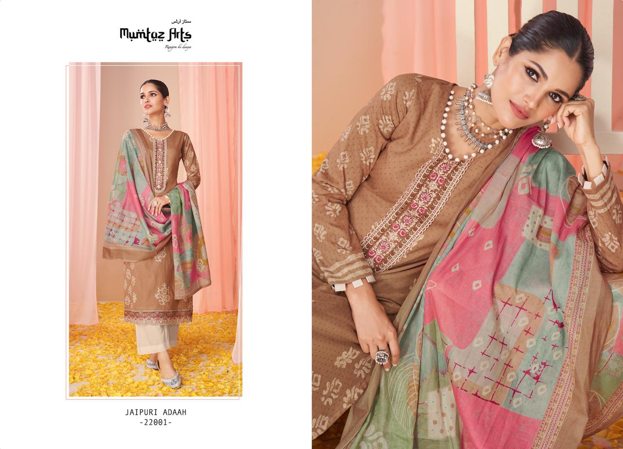 mumtaz art jaipuri adaah 3 lawn camric catchy look salwar suit catalog