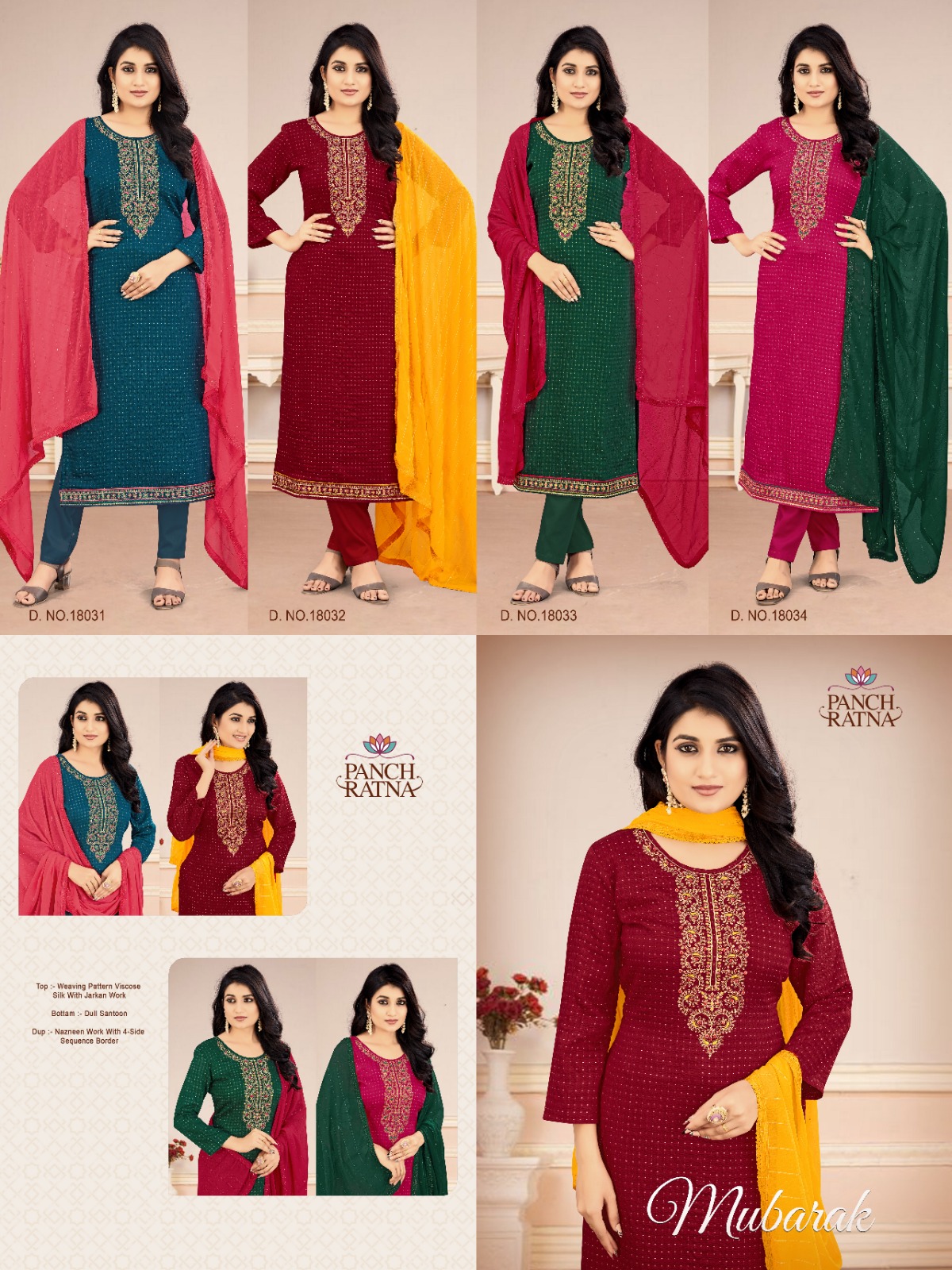 panch ratna mubarak viscose Silk gorgeous look salwar suit catalog