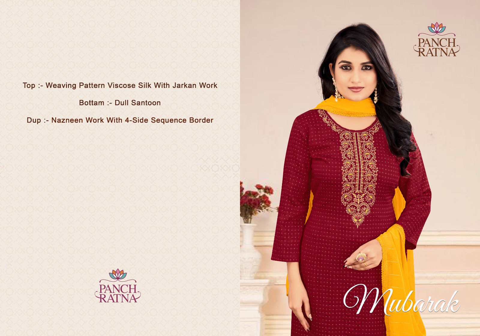 panch ratna mubarak viscose Silk gorgeous look salwar suit catalog