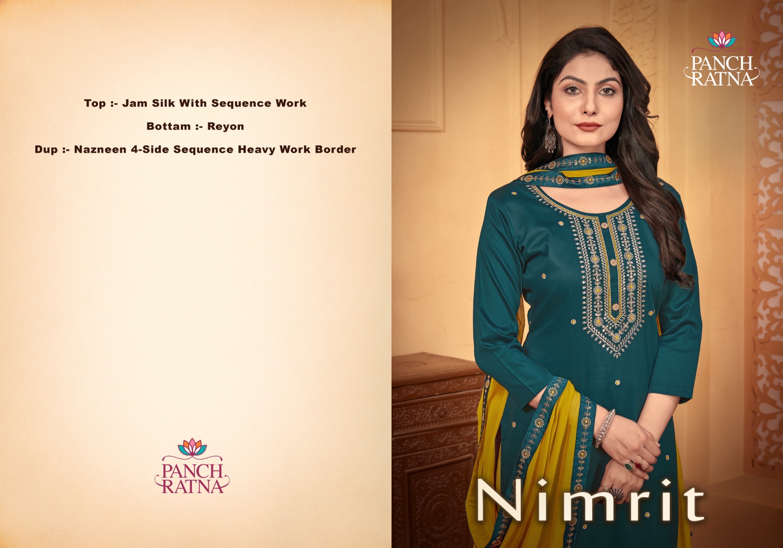 panch ratna nimrit jam silk gorgeous look salwar suit catalog