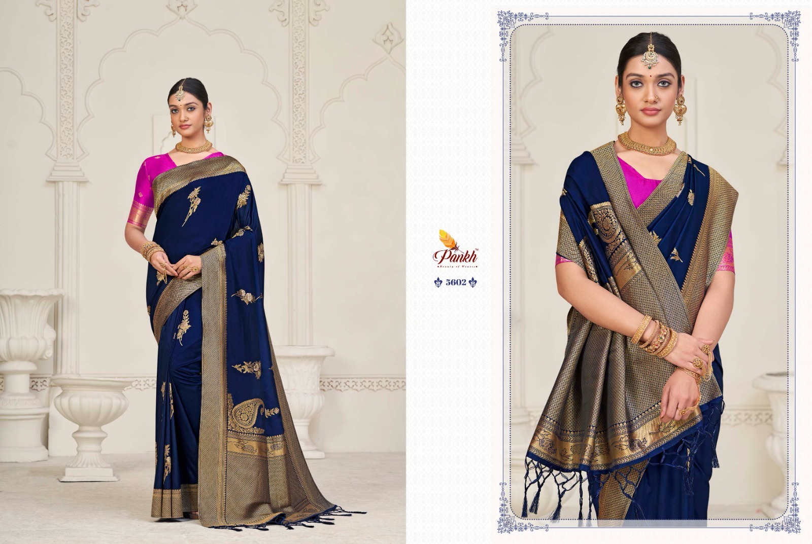 pink lotus pankh aashi silk viscose dola festive look saree catalog