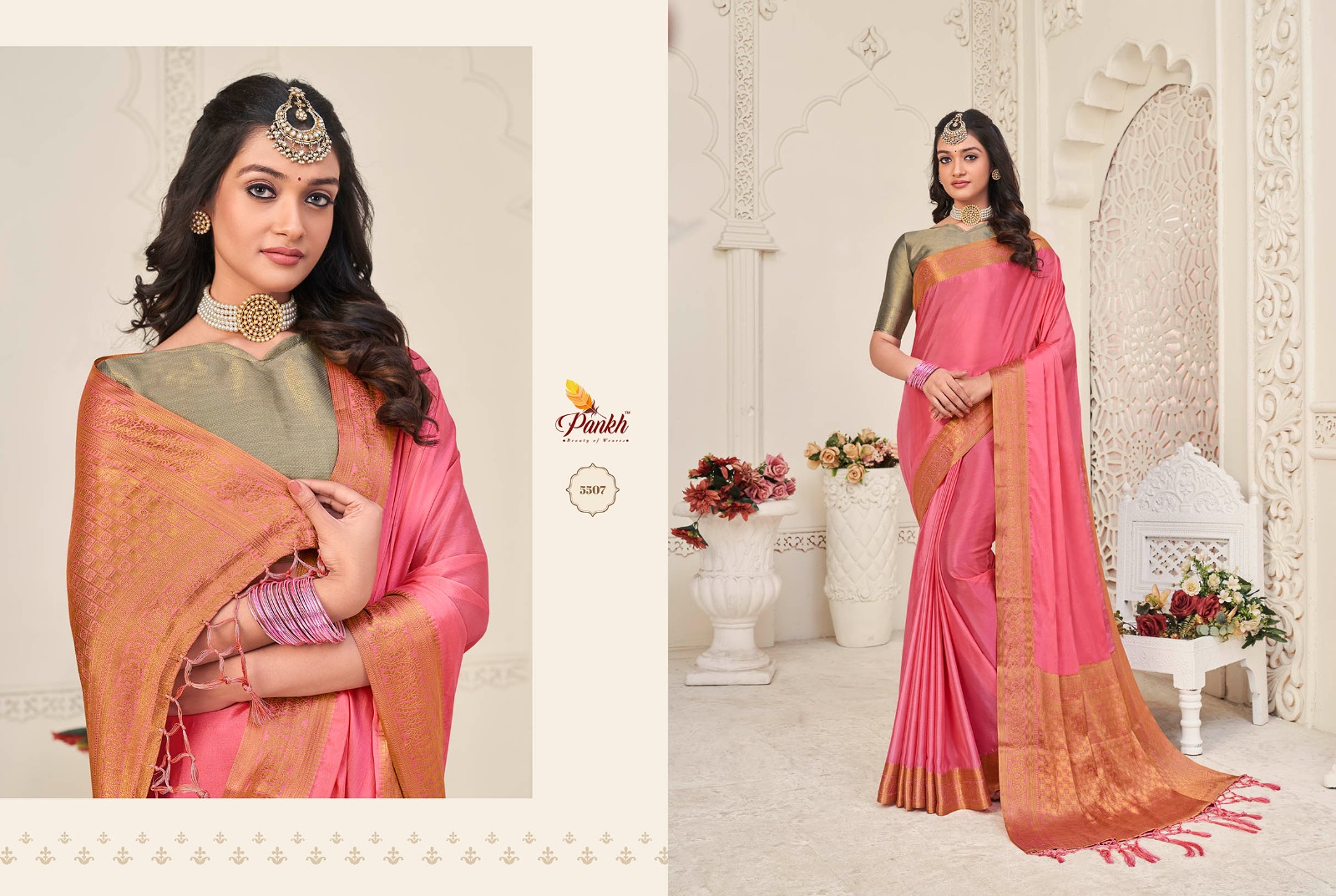 pink lotus pankh alora silk silk festive look saree catalog