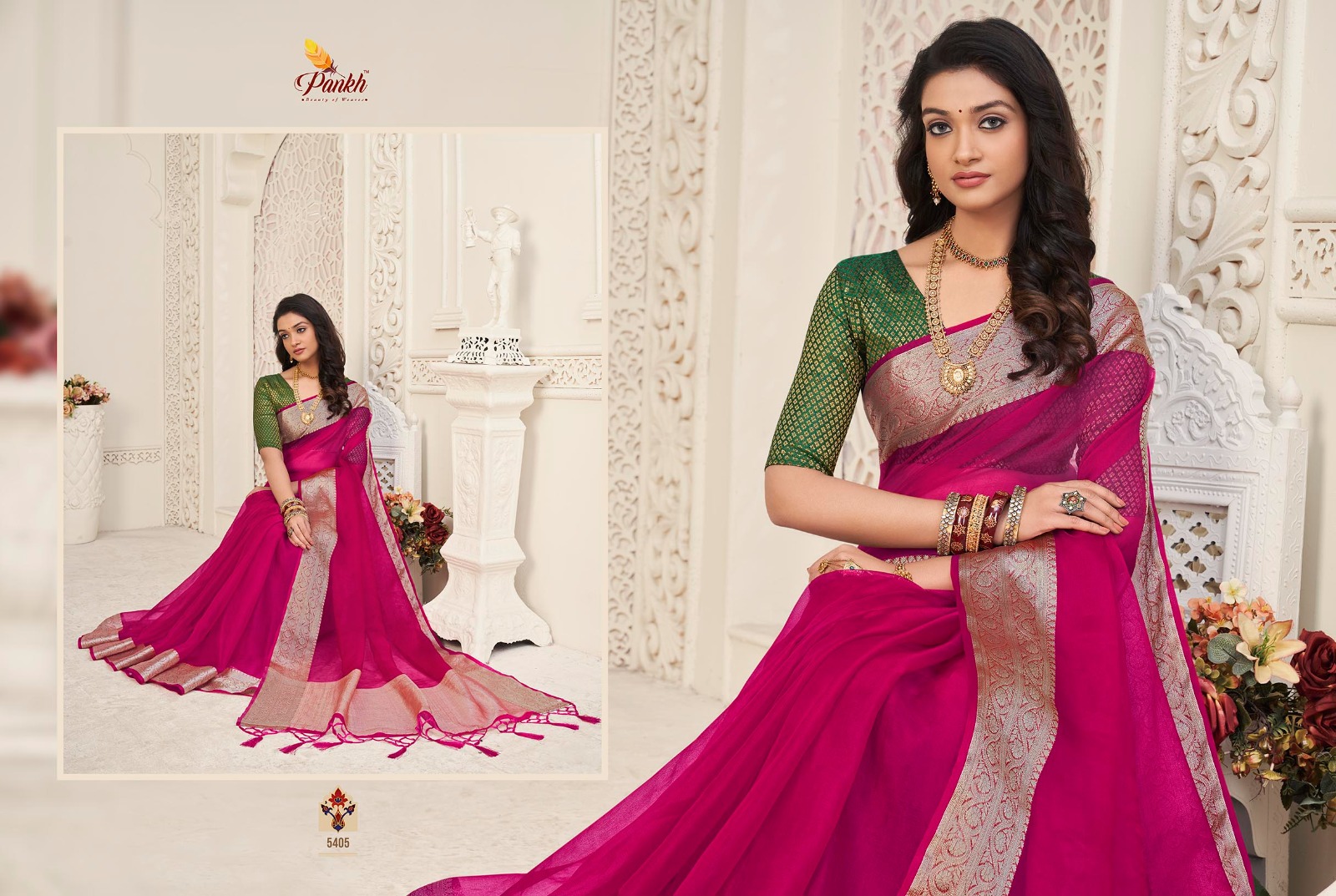 pink lotus pankh zoya silk silk regal look saree catalog