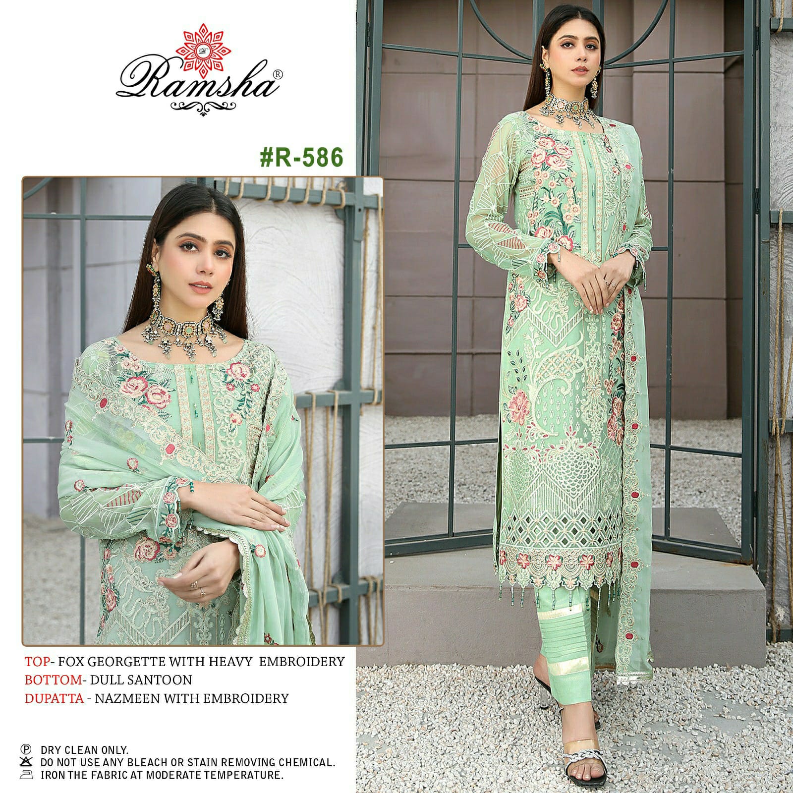 ramsh  r-586 georgette catchy look salwar suit single