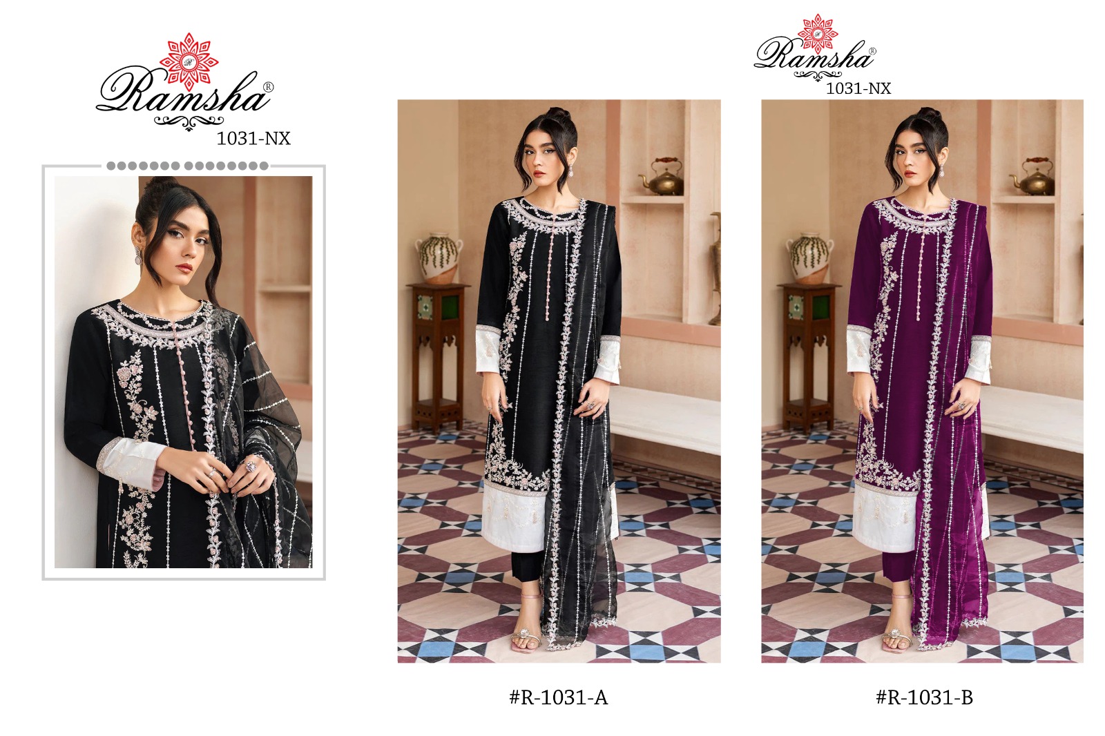 ramsha ramsha r 1031 nx georgette catchy look salwar suit catalog