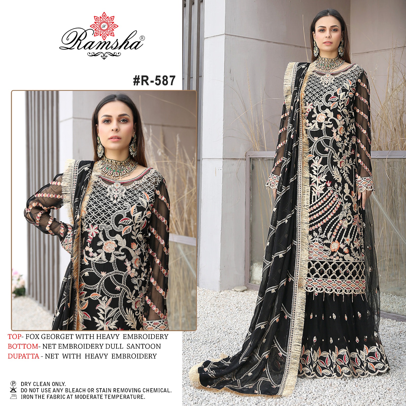 ramsha r-587 georgette catchy look salwar suit single