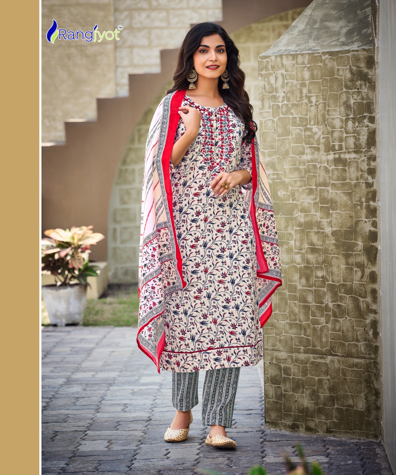 rangjyot anamika chanderi exclusive look top bottom with dupatta catalog