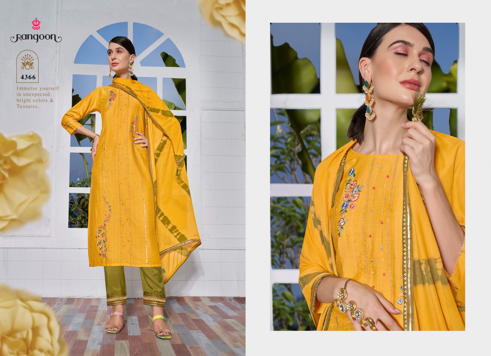 rangoon aadhya viscose new and modern look top bottom with dupatta catalog