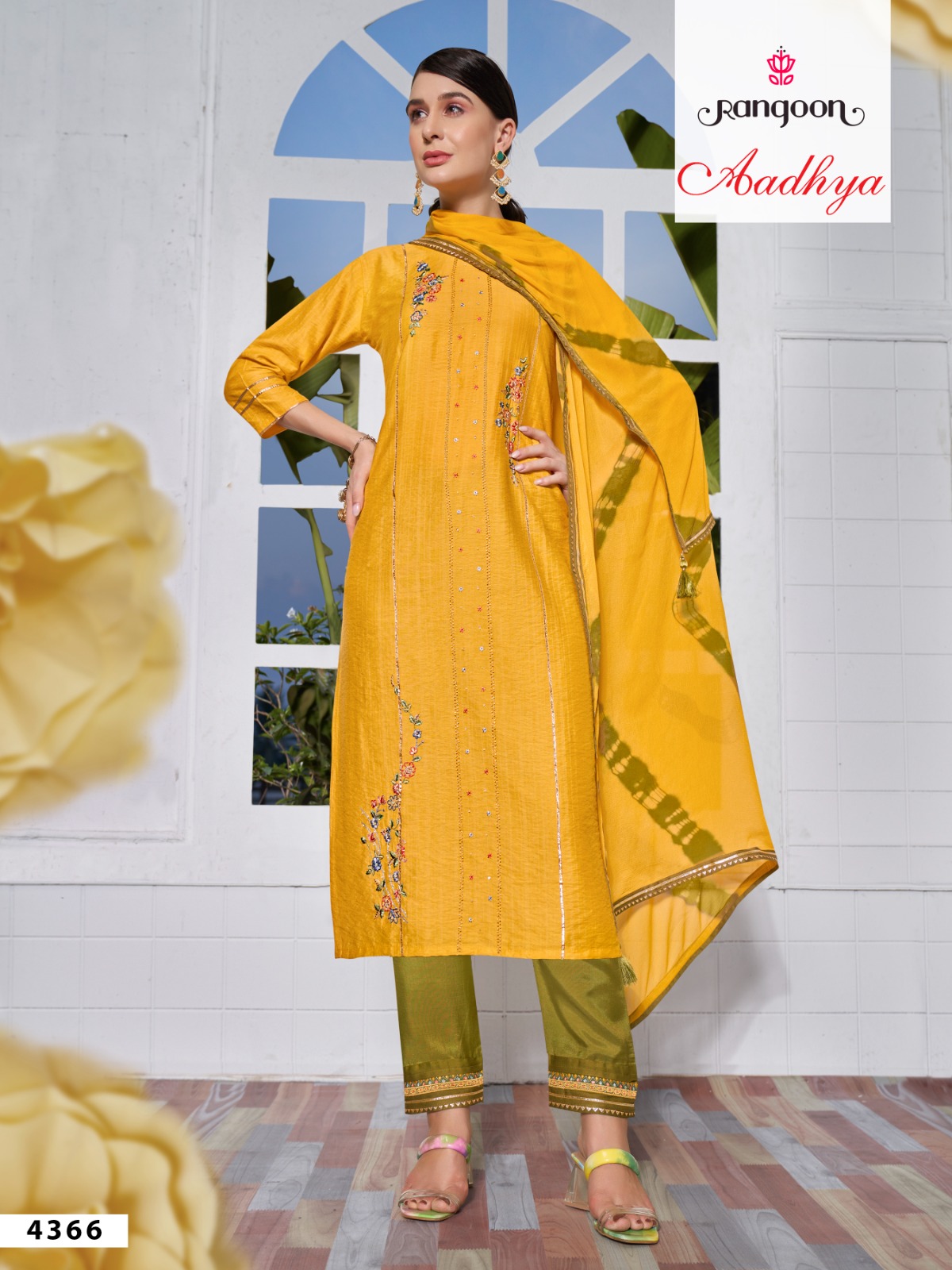 rangoon aadhya viscose new and modern look top bottom with dupatta catalog