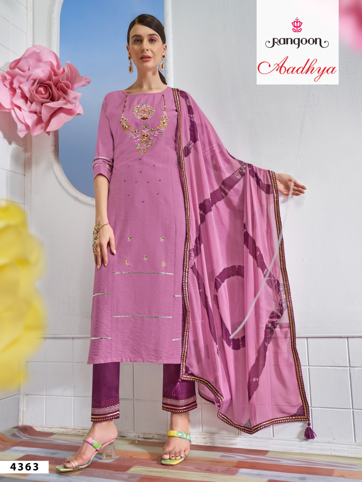 rangoon aadhya viscose new and modern look top bottom with dupatta catalog