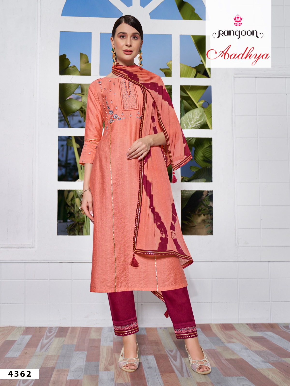 rangoon aadhya viscose new and modern look top bottom with dupatta catalog