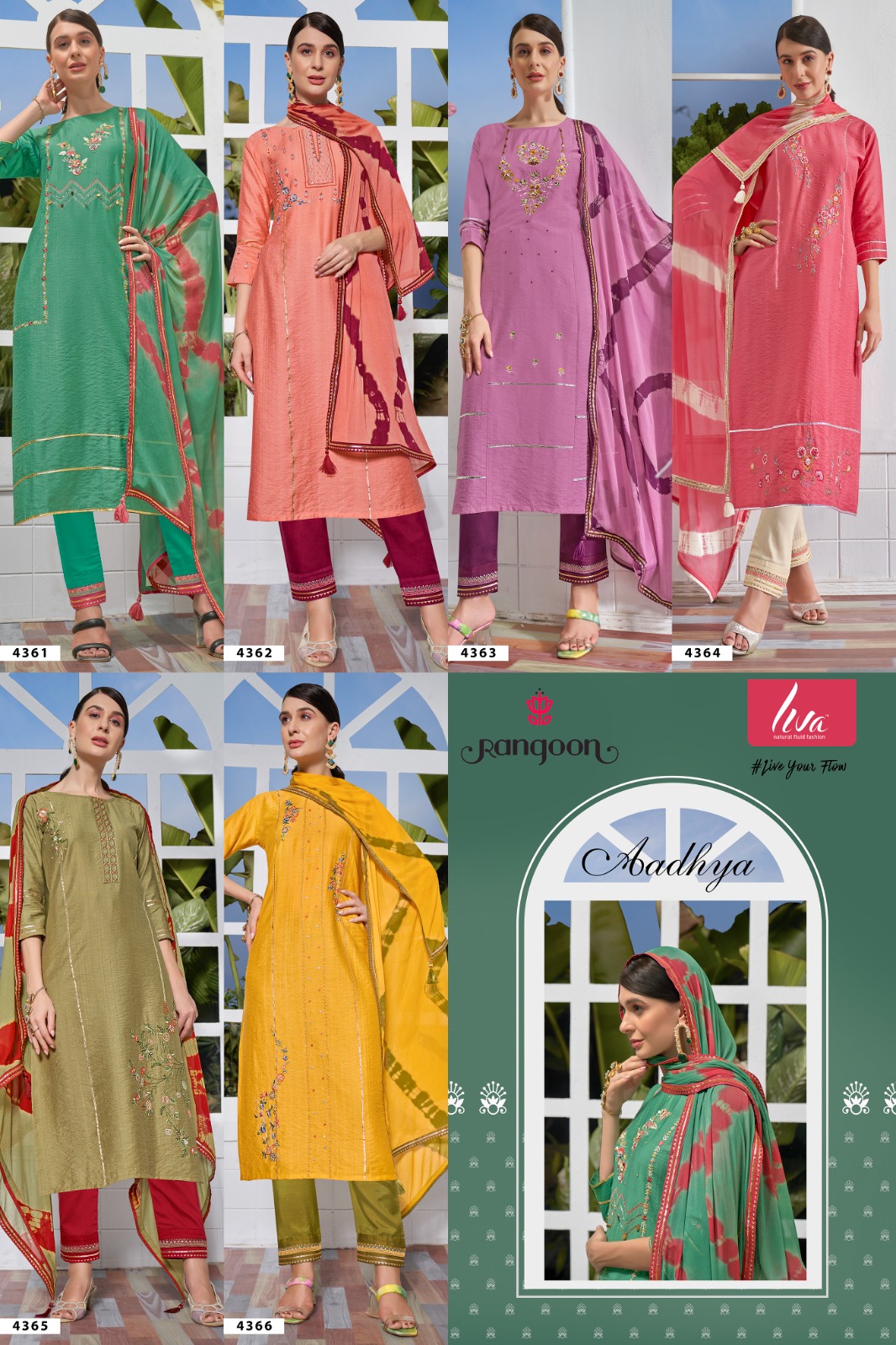 rangoon aadhya viscose new and modern look top bottom with dupatta catalog