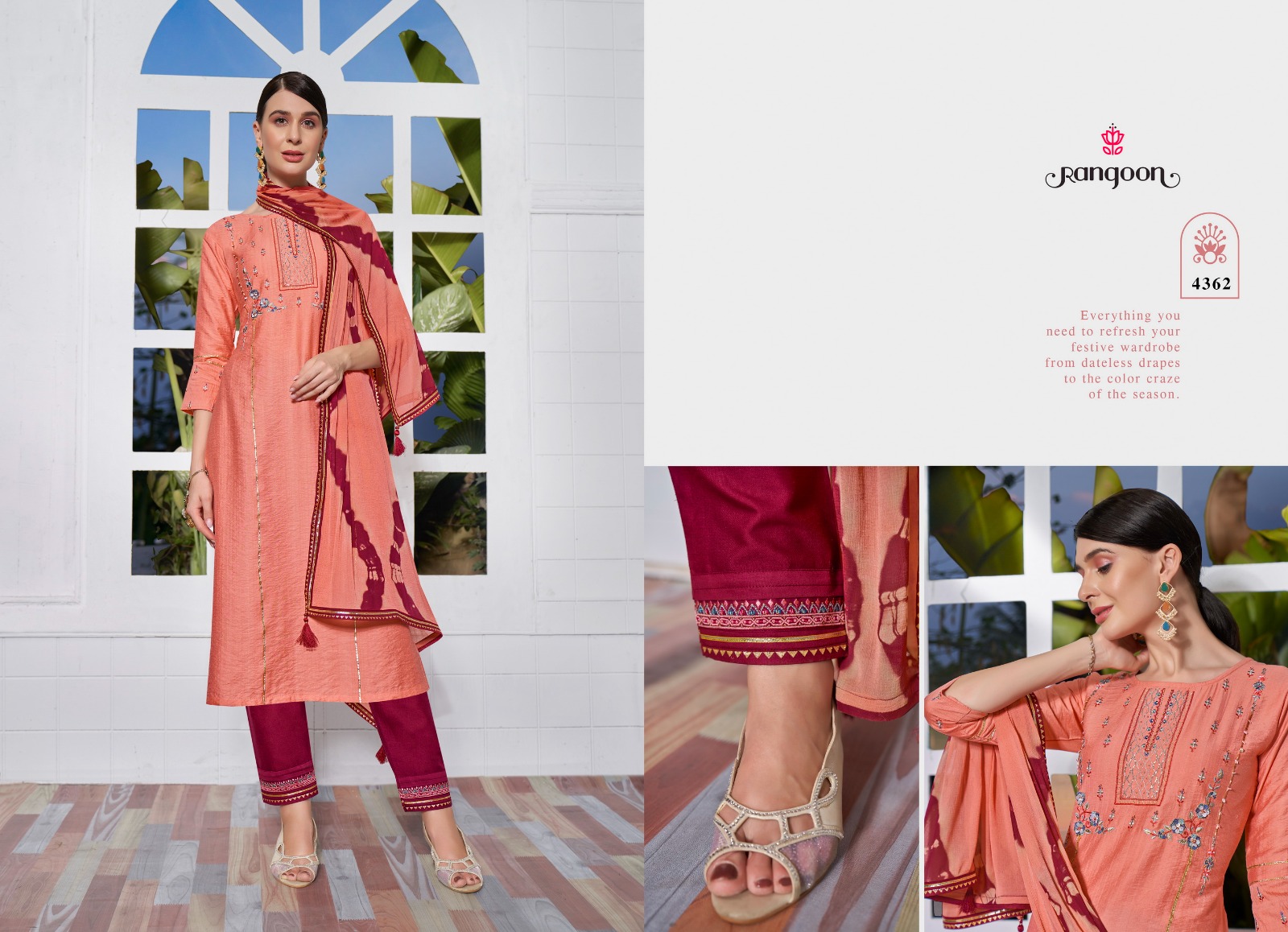 rangoon aadhya viscose new and modern look top bottom with dupatta catalog