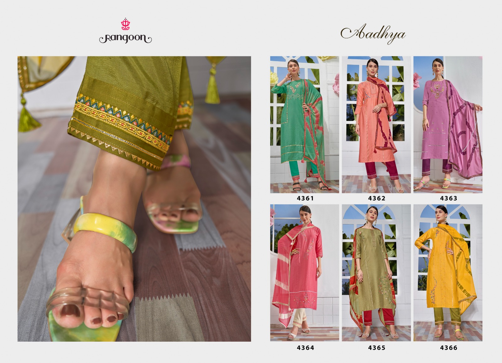 rangoon aadhya viscose new and modern look top bottom with dupatta catalog