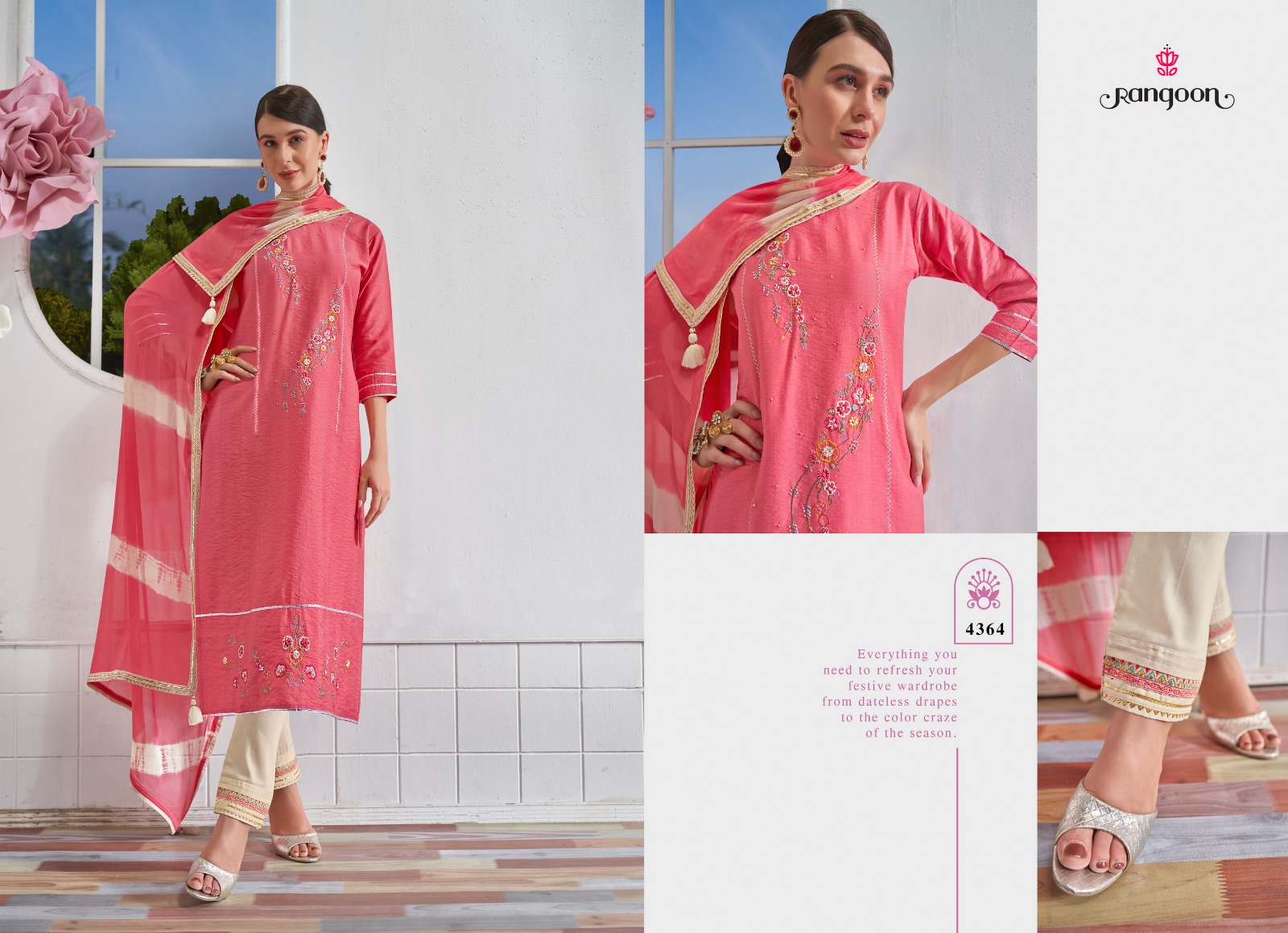 rangoon aadhya viscose new and modern look top bottom with dupatta catalog